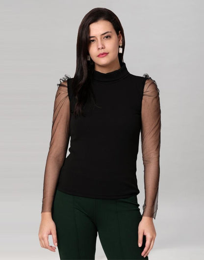 Black coloured Knitted Lycra Top | Sudathi