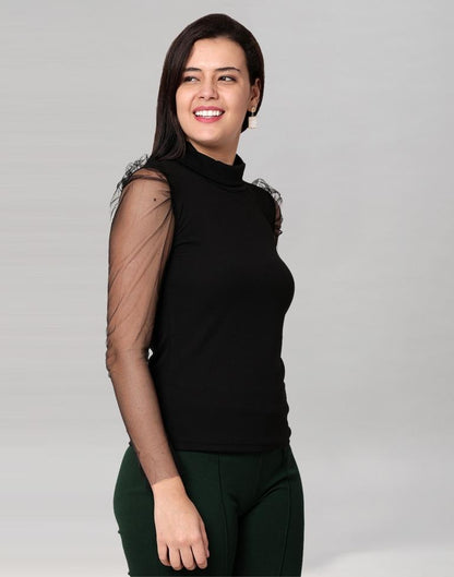 Black coloured Knitted Lycra Top | Sudathi