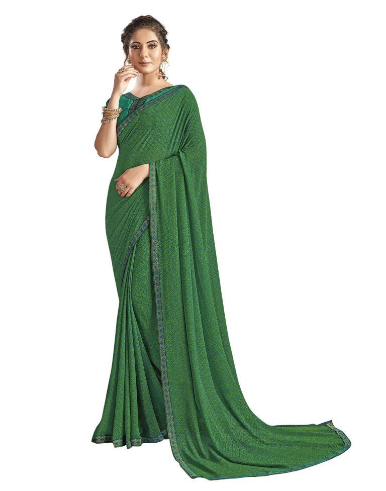 Green Printed Saree | Sudathi