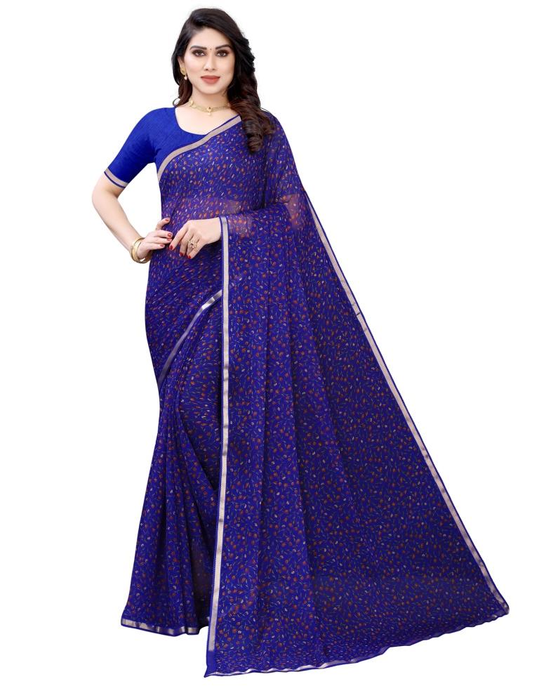Blue Coloured Chiffon Printed Casual saree | Sudathi