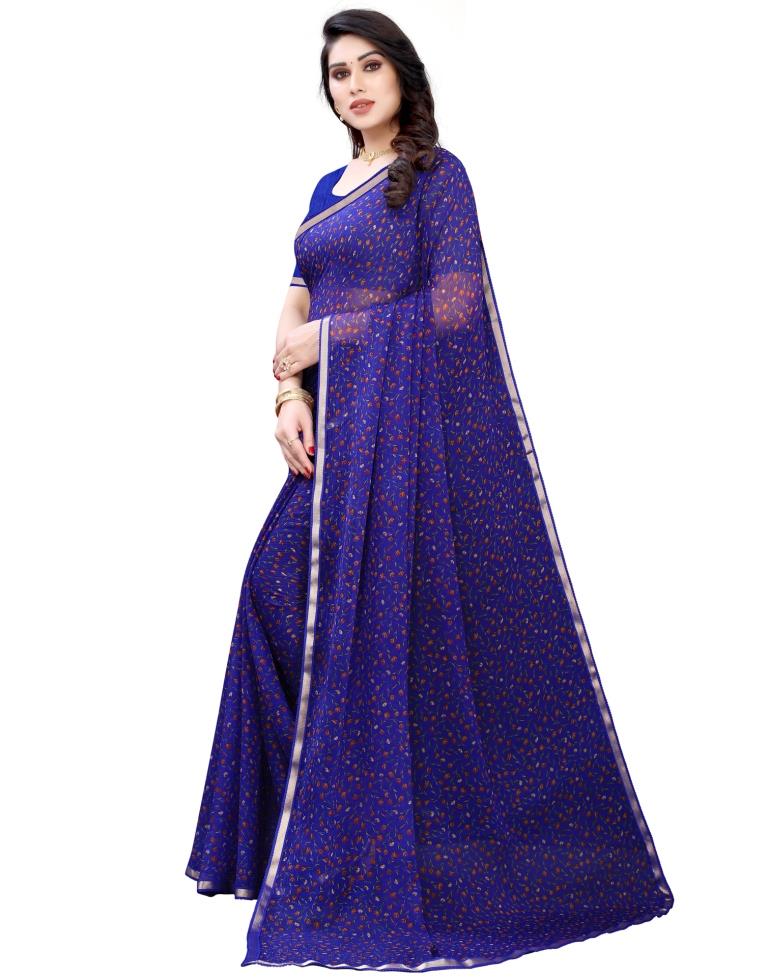 Blue Coloured Chiffon Printed Casual saree | Sudathi