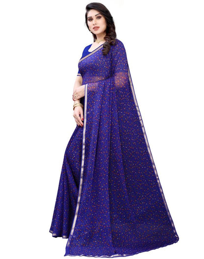 Blue Coloured Chiffon Printed Casual saree | Sudathi