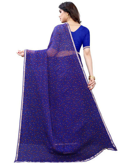 Blue Coloured Chiffon Printed Casual saree | Sudathi