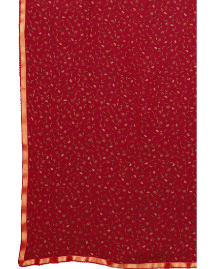 Red Coloured Printed Chiffon Saree | Sudathi