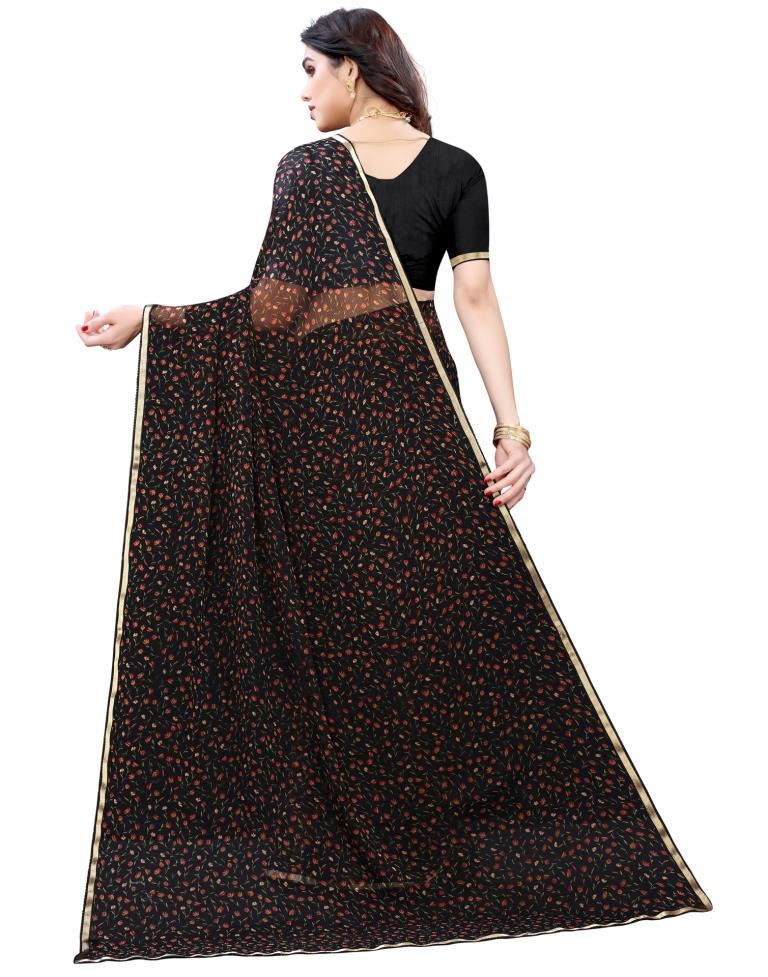 Black Coloured Chiffon Printed Casual saree | Sudathi