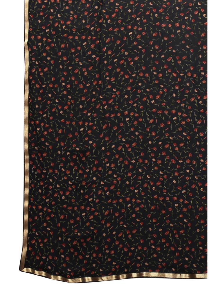 Black Coloured Chiffon Printed Casual saree | Sudathi