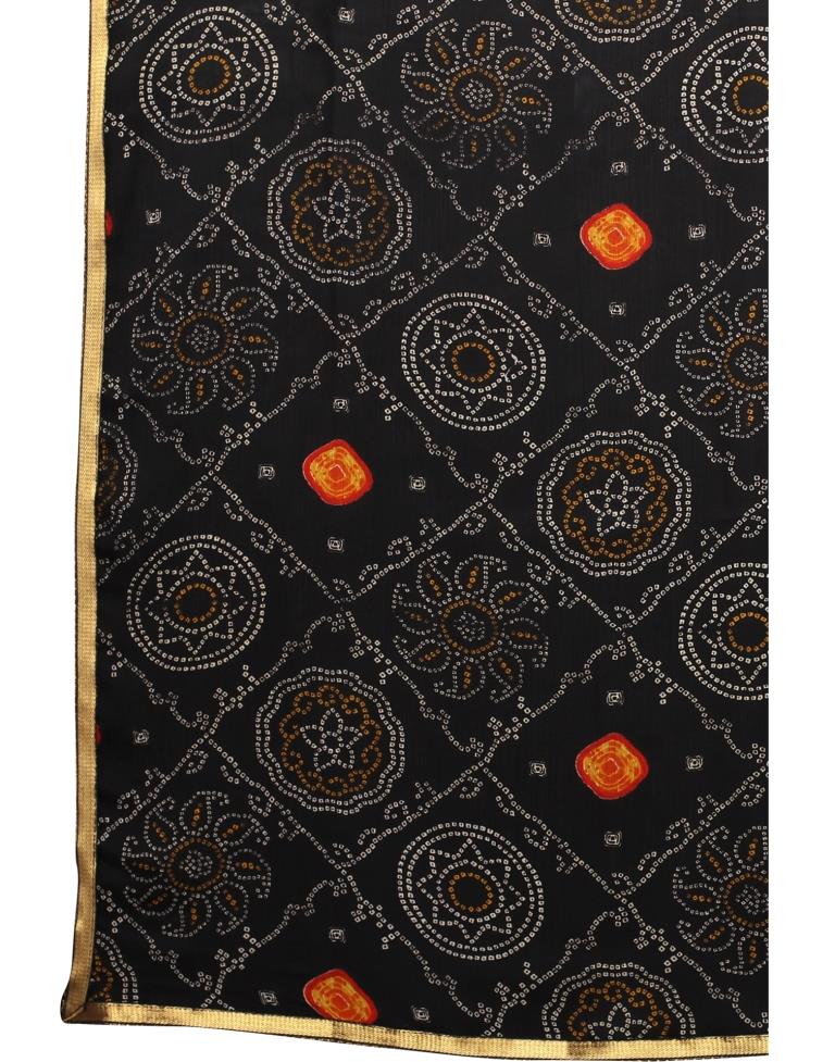 Black Coloured Chiffon Bandhani Printed Casual saree | Sudathi