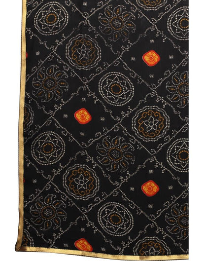 Black Coloured Chiffon Bandhani Printed Casual saree | Sudathi