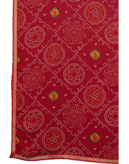 Maroon Coloured Chiffon Bandhani Printed Casual saree | Sudathi