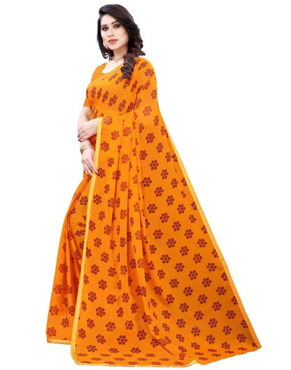 Orange Coloured Chiffon Printed Casual saree | Sudathi
