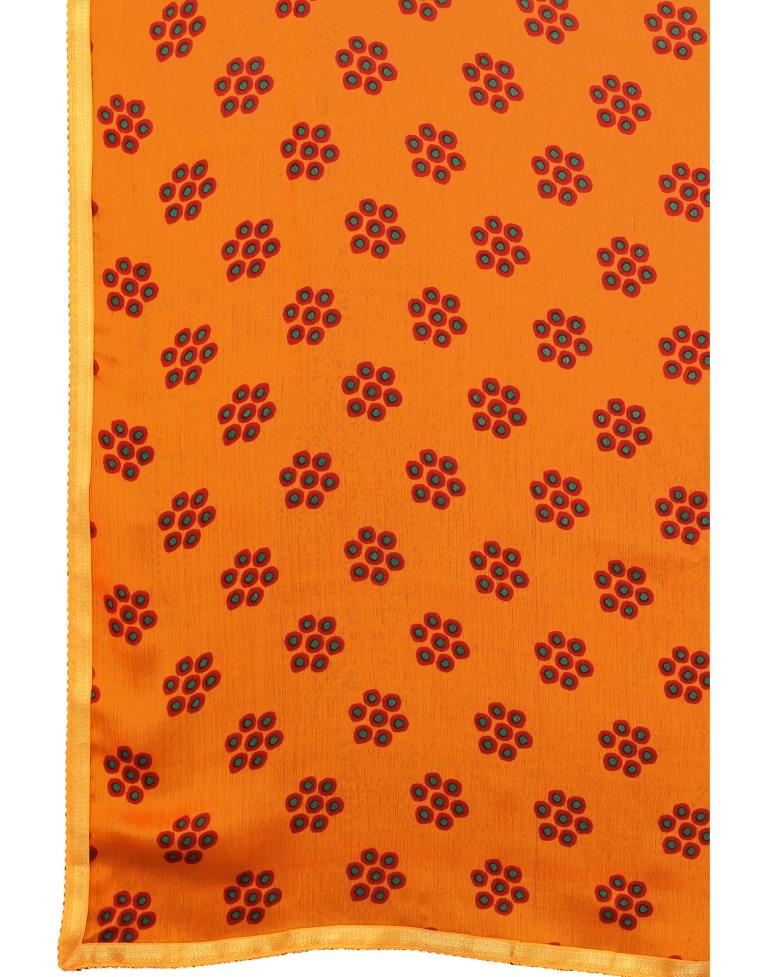 Orange Coloured Chiffon Printed Casual saree | Sudathi