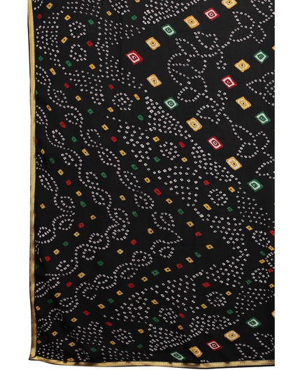 Black Coloured Chiffon Bandhani Printed Casual saree | Sudathi