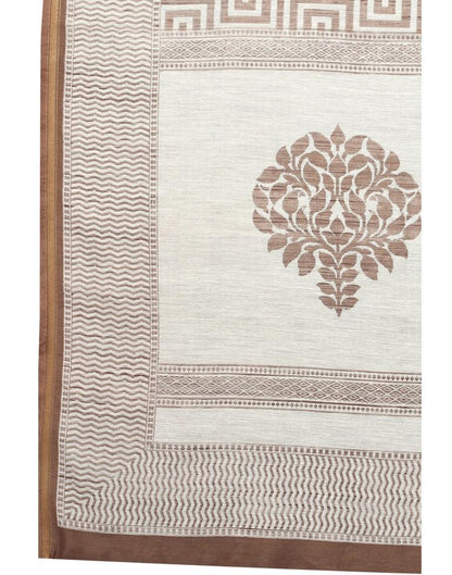 Brown Coloured Poly Cotton Printed Saree | Sudathi
