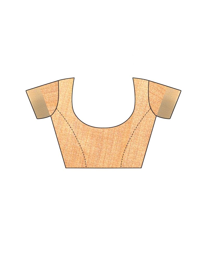 Light Orange Printed Cotton Saree