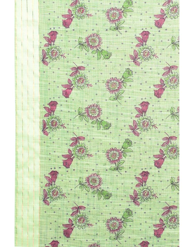 Pista Green Woven Cotton Plain Saree | Sudathi