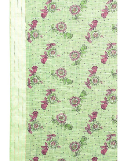 Pista Green Woven Cotton Plain Saree | Sudathi