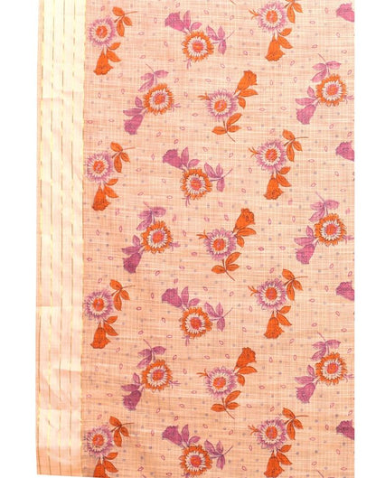 Peach Woven Cotton Plain Saree | Sudathi