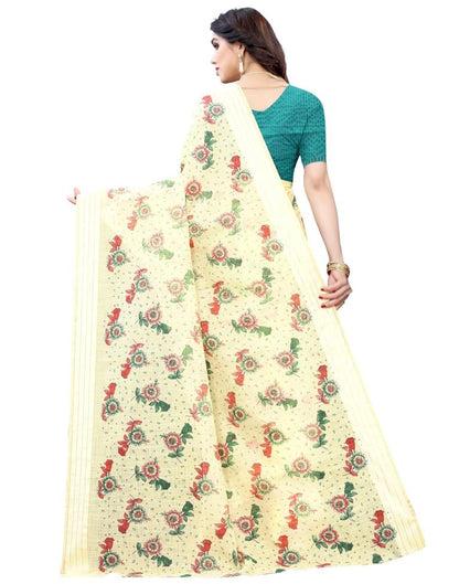 Light Yellow Woven Cotton Plain Saree | Sudathi