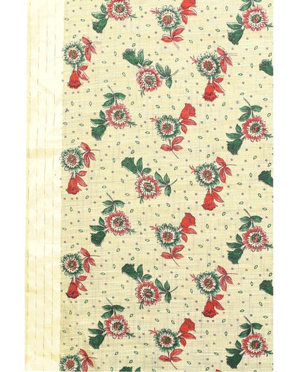 Light Yellow Woven Cotton Plain Saree | Sudathi