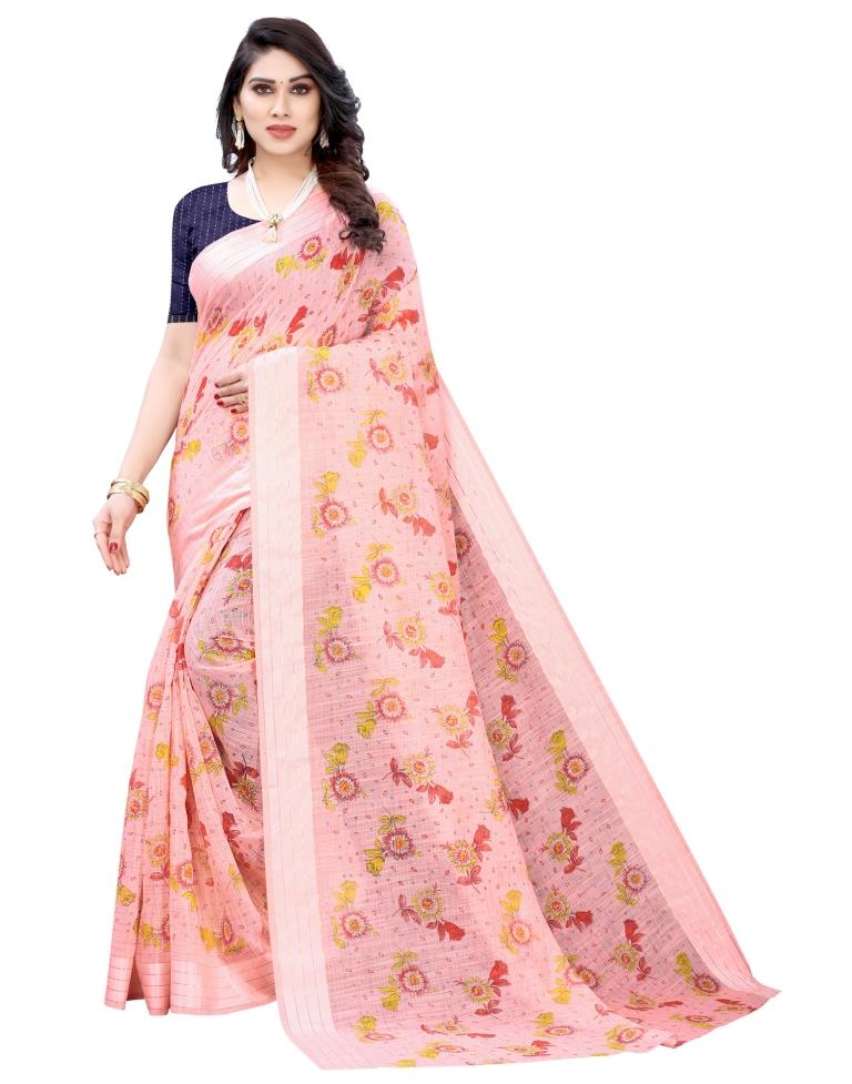Light Pink Woven Cotton Plain Saree | Sudathi