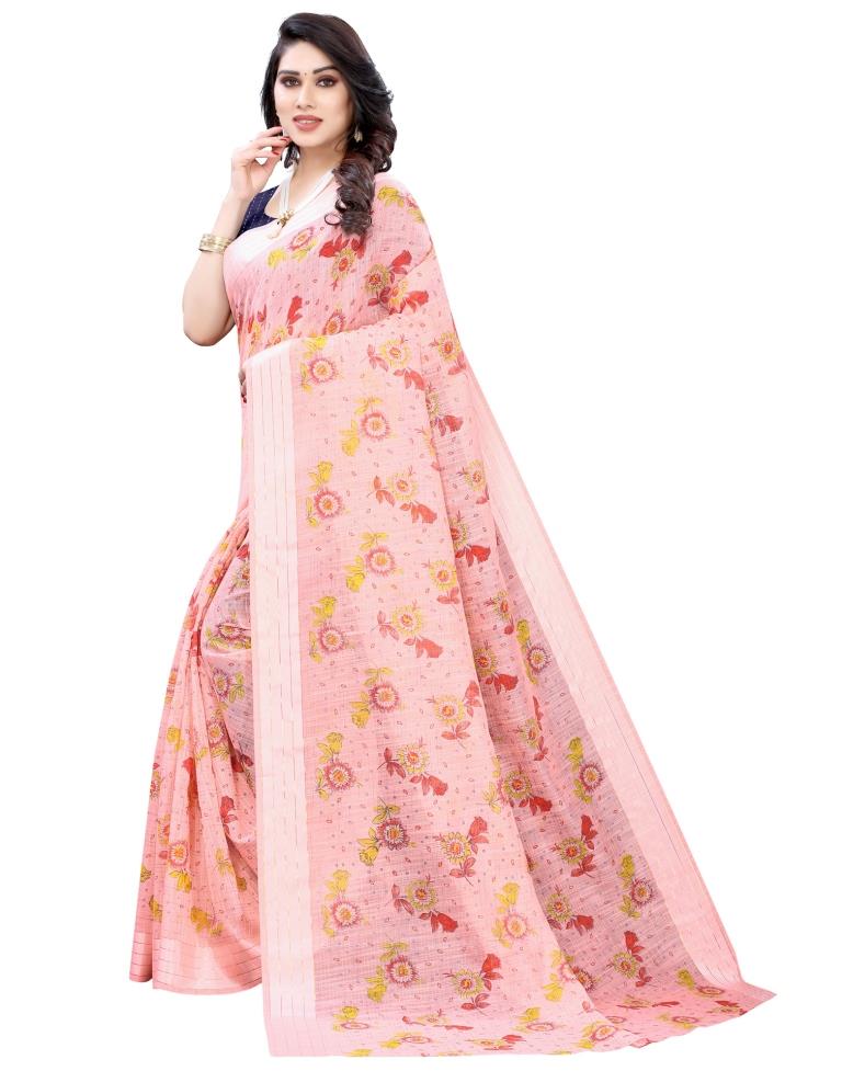 Light Pink Woven Cotton Plain Saree | Sudathi