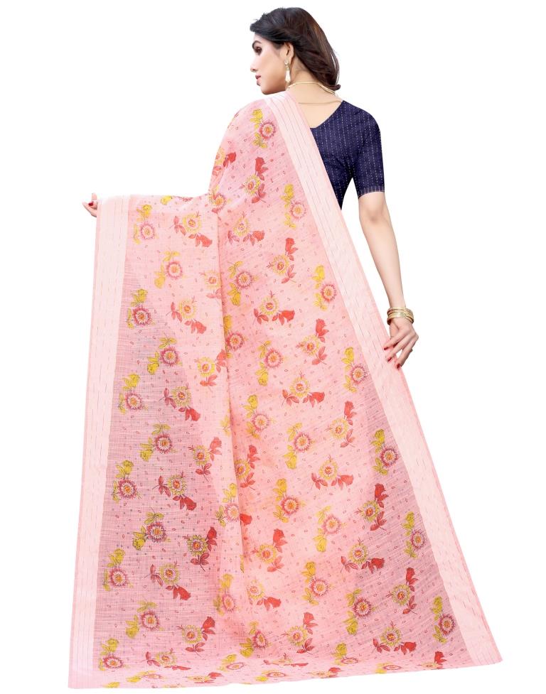 Light Pink Woven Cotton Plain Saree | Sudathi