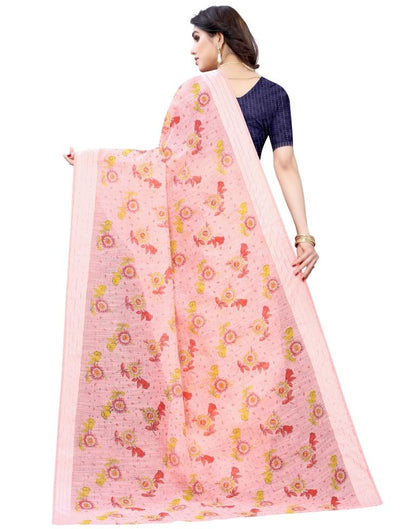 Light Pink Woven Cotton Plain Saree | Sudathi