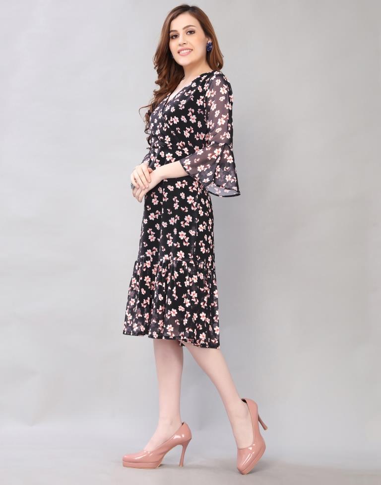 Black Floral Printed Dress | Sudathi