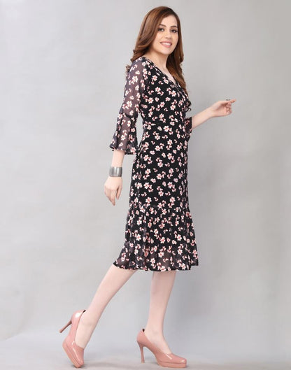 Black Floral Printed Dress | Sudathi