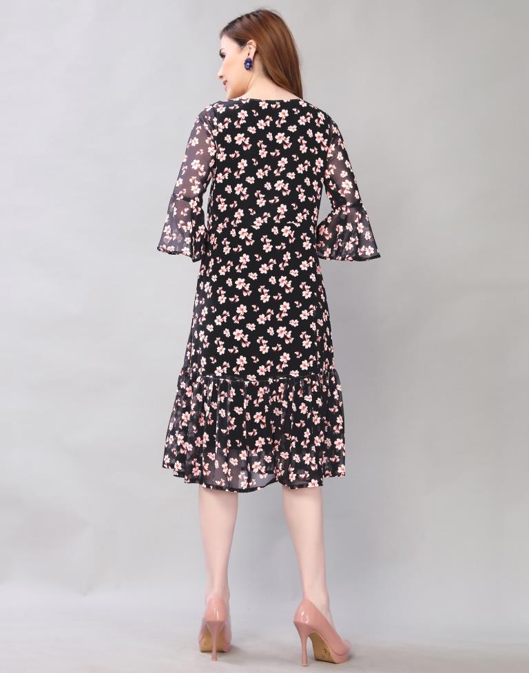 Black Floral Printed Dress | Sudathi