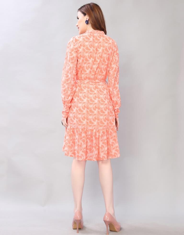 Orange Coloured Digital Printed Polyester Dress | Sudathi