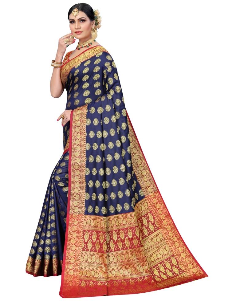 Navy Blue Coloured Poly Silk Jacquard Partywear saree | Sudathi