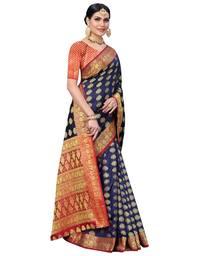 Navy Blue Coloured Poly Silk Jacquard Partywear saree | Sudathi