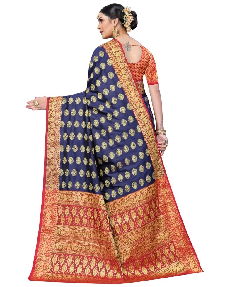 Navy Blue Coloured Poly Silk Jacquard Partywear saree | Sudathi