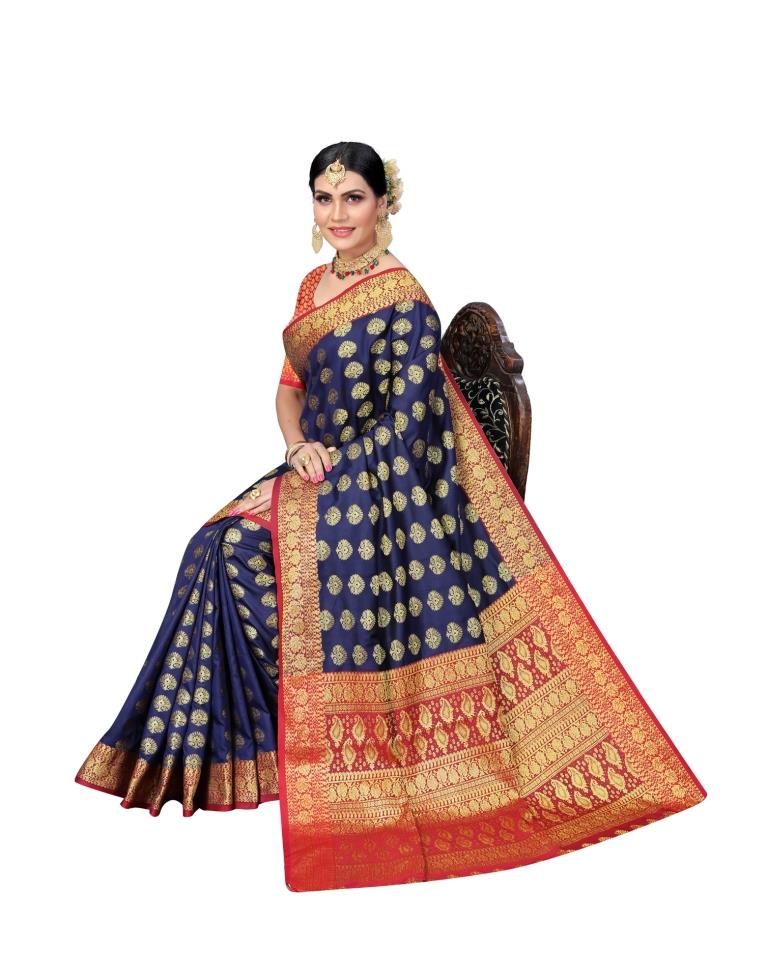 Navy Blue Coloured Poly Silk Jacquard Partywear saree | Sudathi