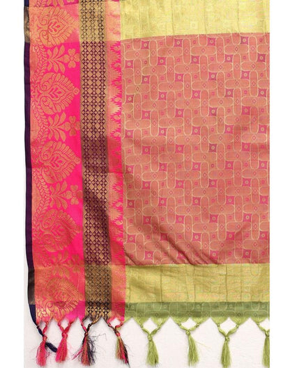 Pastel Green Cotton Silk Geometric Saree | Sudathi