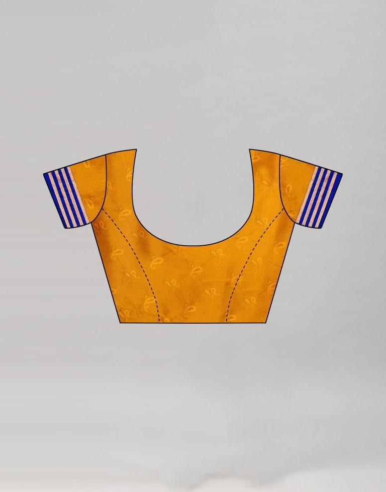 Mustard Yellow Cotton Silk Geometric Saree | Sudathi