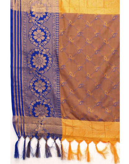 Mustard Yellow Cotton Silk Geometric Saree | Sudathi