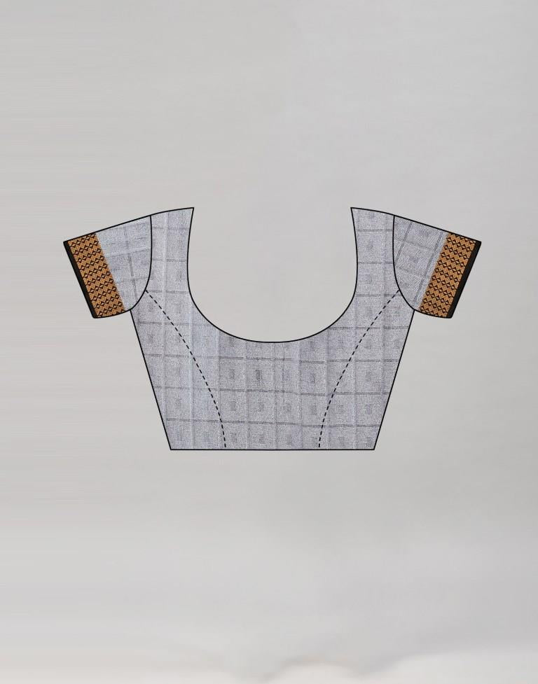 Grey Cotton Silk Geometric Saree | Sudathi