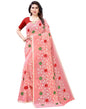 Peach Coloured Poly Cotton Embroidared Partywear saree | Sudathi