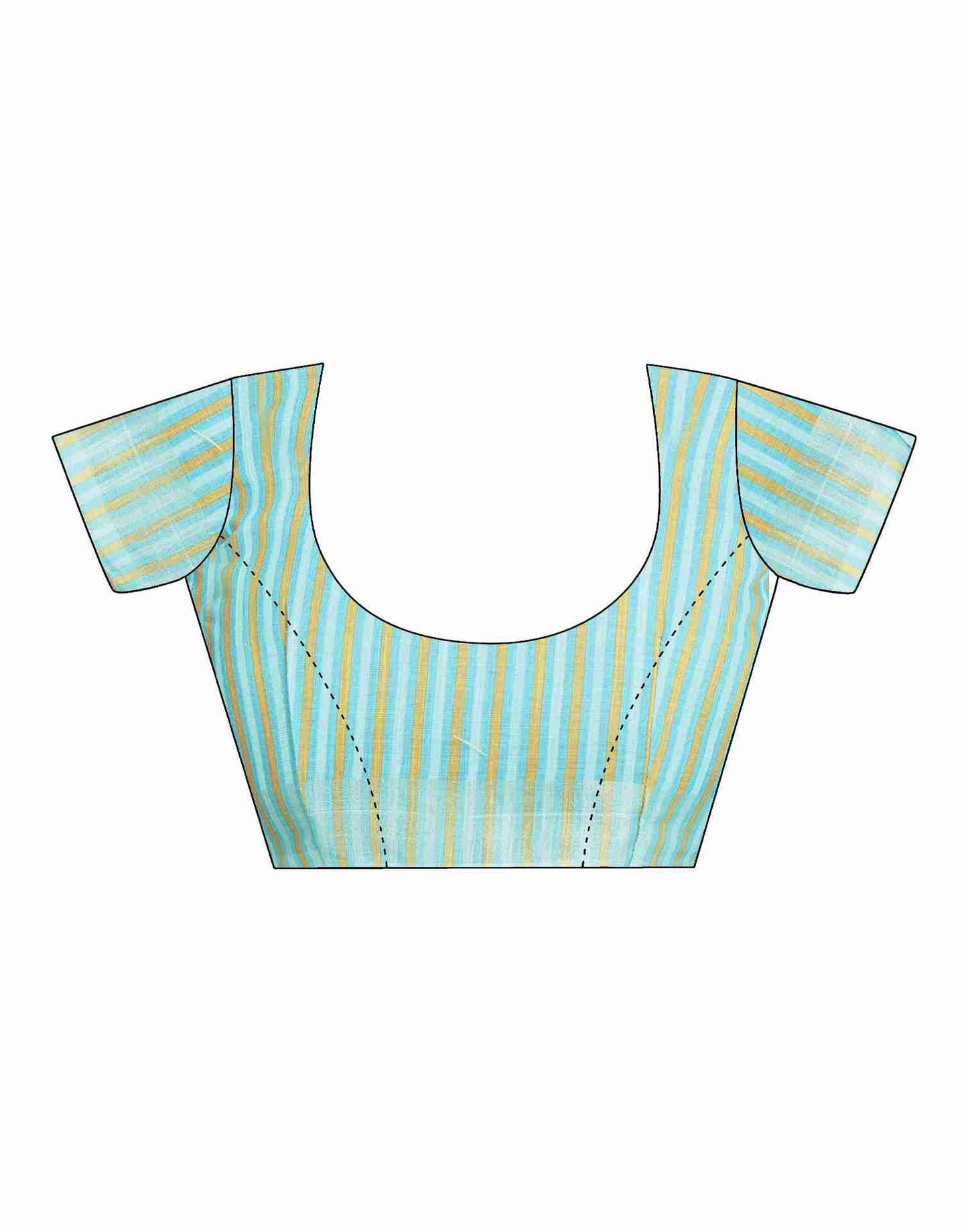 Ready To Wear Sky Blue Cotton Printed Saree