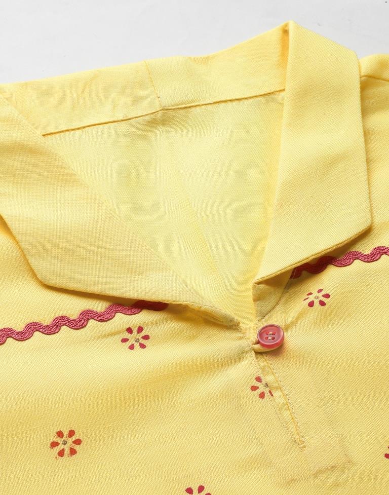 Light Yellow Kurti With Pant And Dupatta | Leemboodi