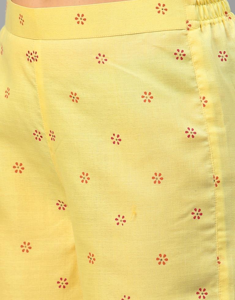 Light Yellow Kurti With Pant And Dupatta | Leemboodi