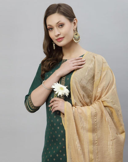 Bottle Green Kurti With Pant And Dupatta | Leemboodi