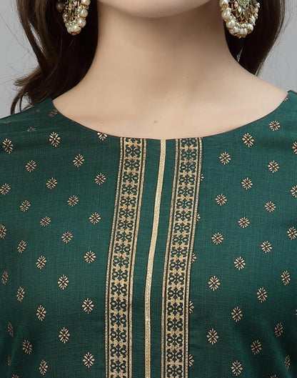 Bottle Green Kurti With Pant And Dupatta | Leemboodi