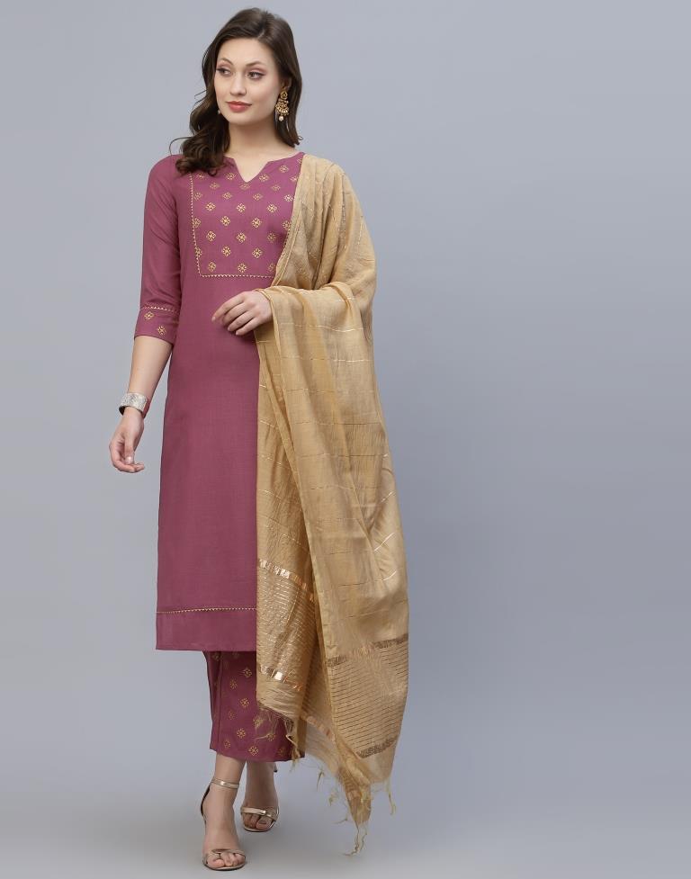 Onion Pink Kurti With Pant And Dupatta | Leemboodi