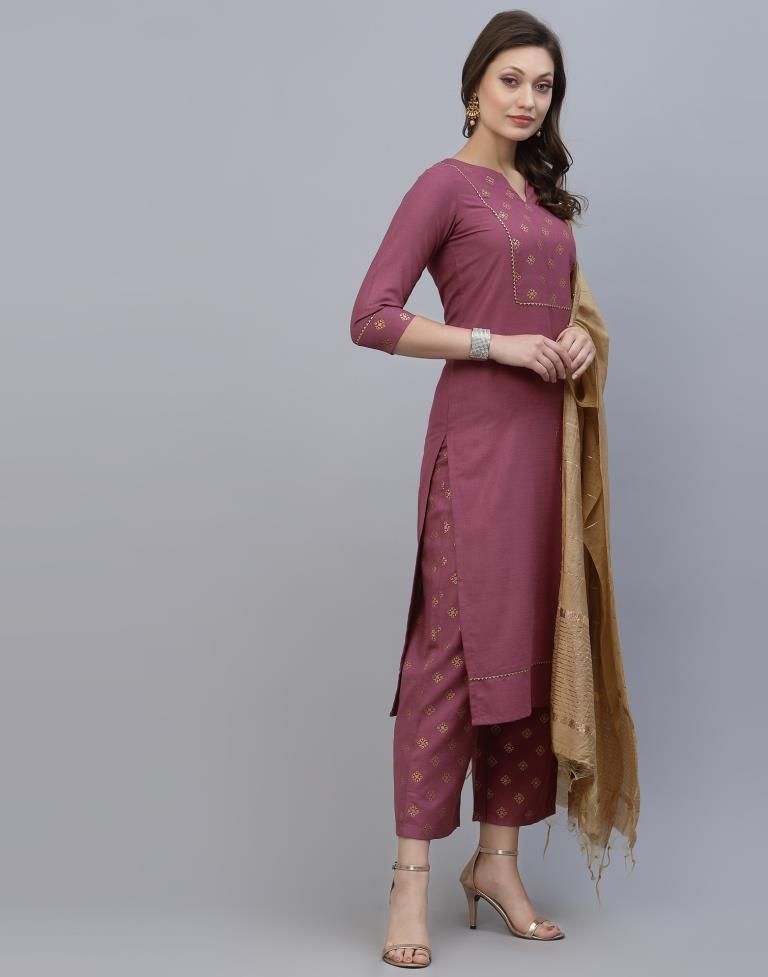 Onion Pink Kurti With Pant And Dupatta | Leemboodi