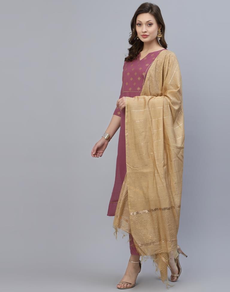 Onion Pink Kurti With Pant And Dupatta | Leemboodi