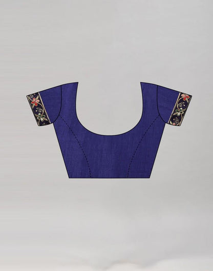 Navy Blue Coloured Poly Silk Embroidered Saree | Sudathi