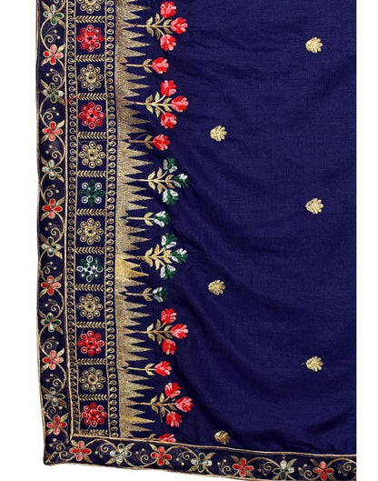 Navy Blue Coloured Poly Silk Embroidered Saree | Sudathi